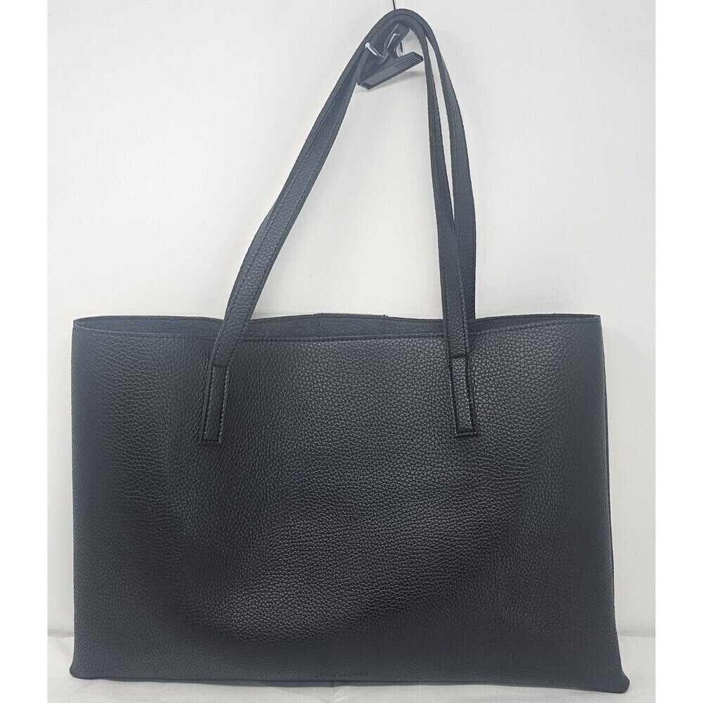 Vince Camuto Luck Tote Vegan Pebbled Leather Carryall Bag Purse Black Grey - Picture 5 of 16